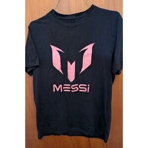 Messi Collection Men's SS Black T-shirt Size Medium Pink Graphic 100 % Cotton